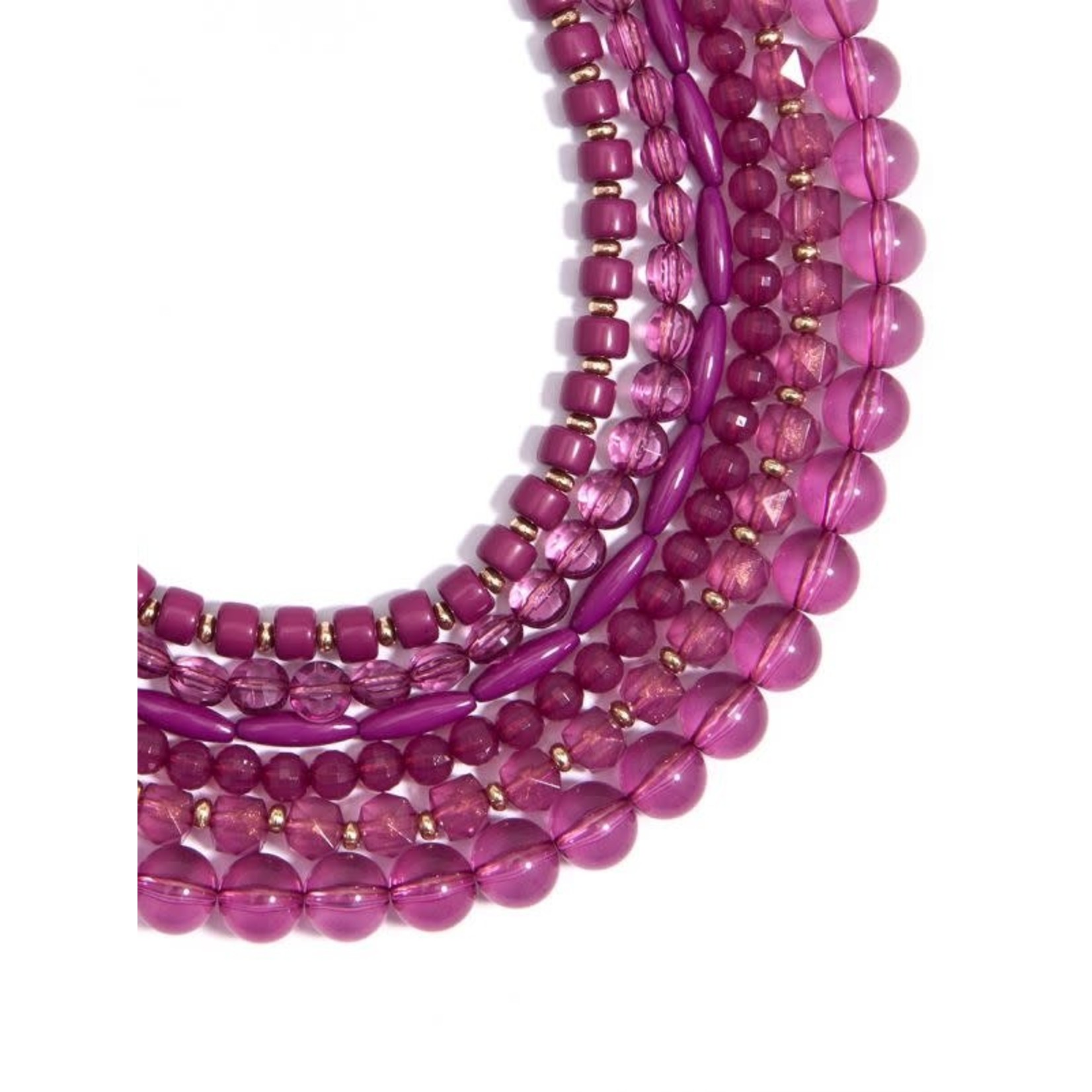Zenzii Lucite & Resin Beaded Bib Necklace in Berry