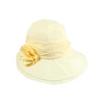 Jeanne Simmons Butter Hat w/ Slanted Brim and Pleated Flower