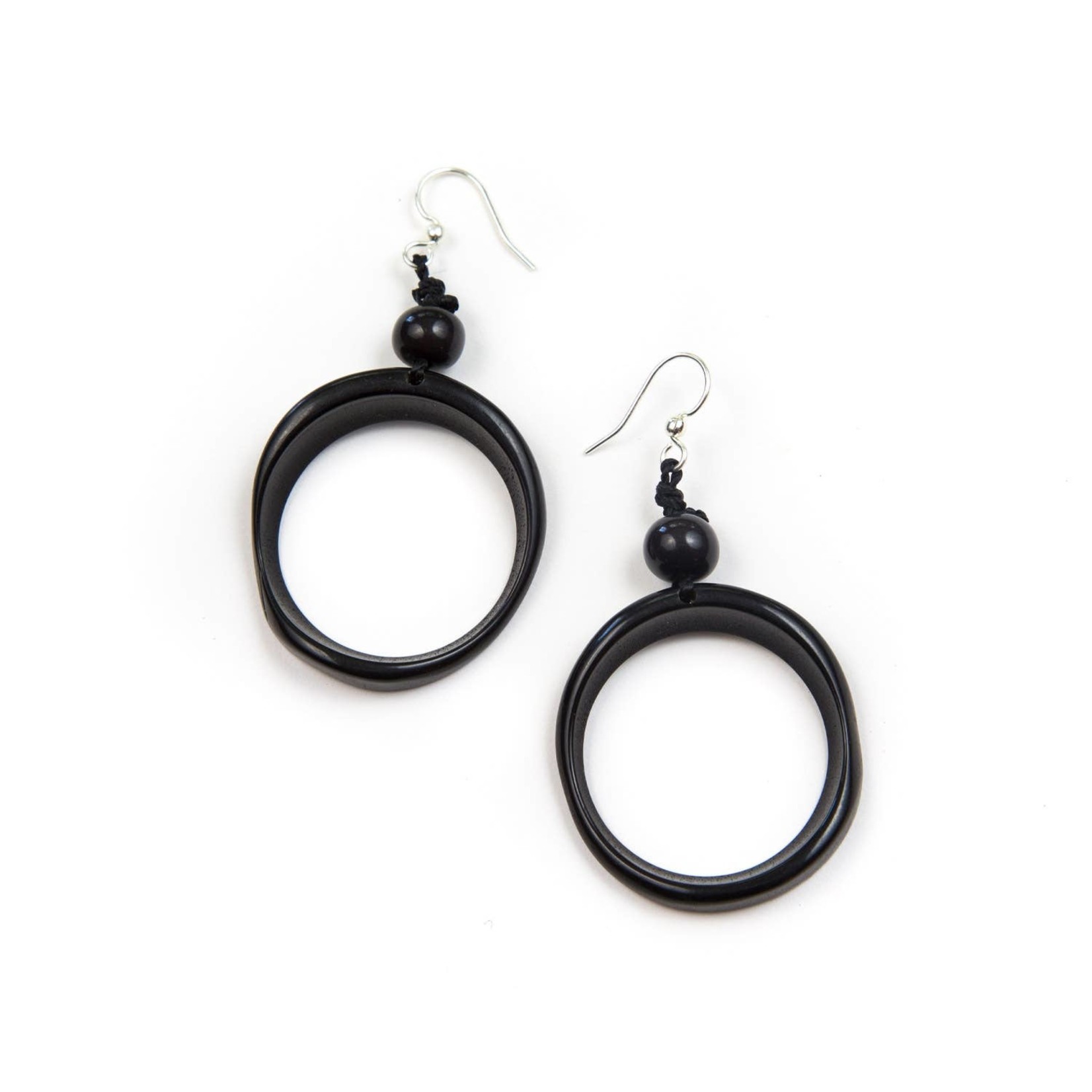 Organic Tagua Jewelry Ring of Life Tagua Circle Earrings in Onyx