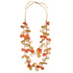 Organic Tagua Jewelry Cielo 2 Layer Long Tagua Necklace in Poppy Coral Combo