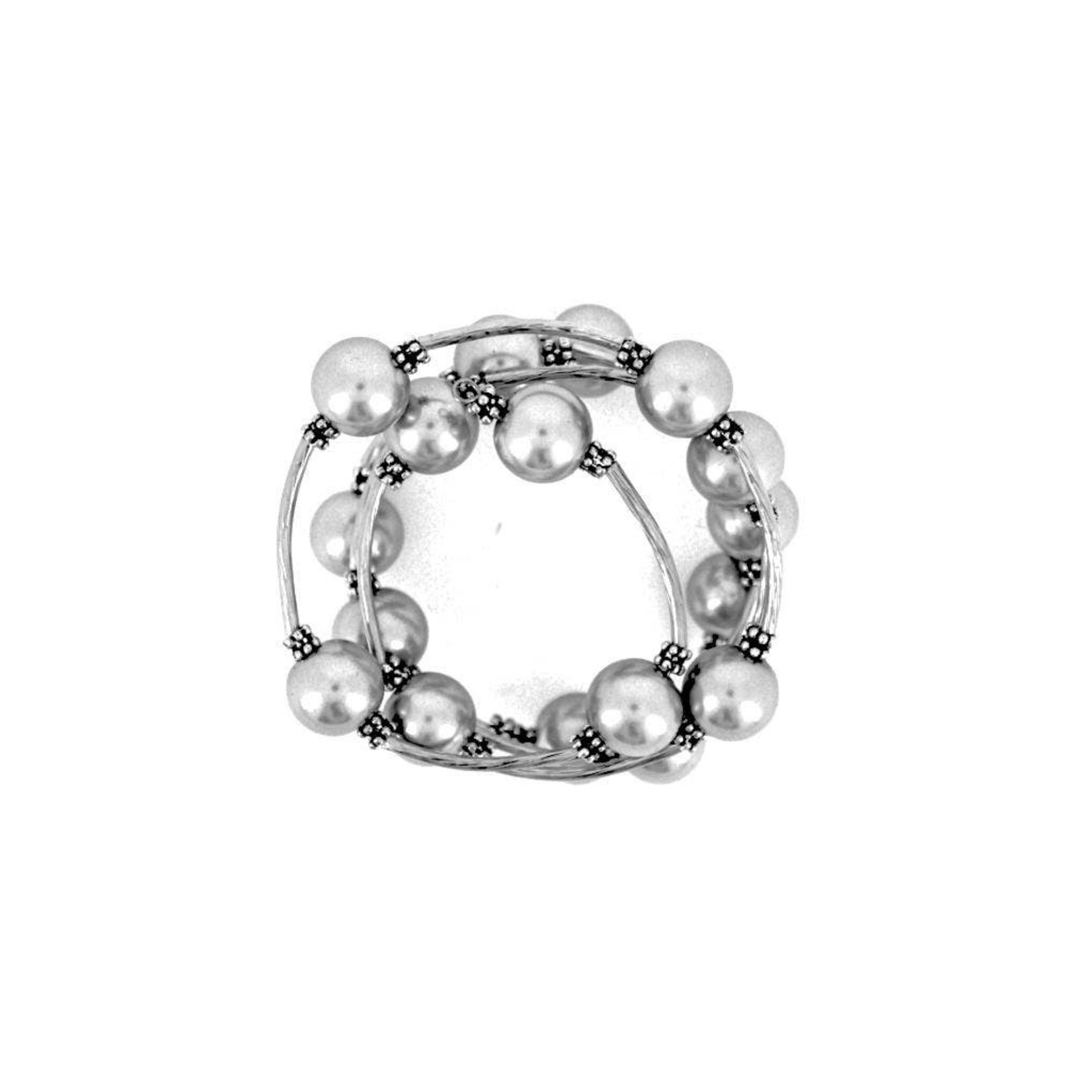 Sea Lily Silver Shell Pearl Wrap Bracelet