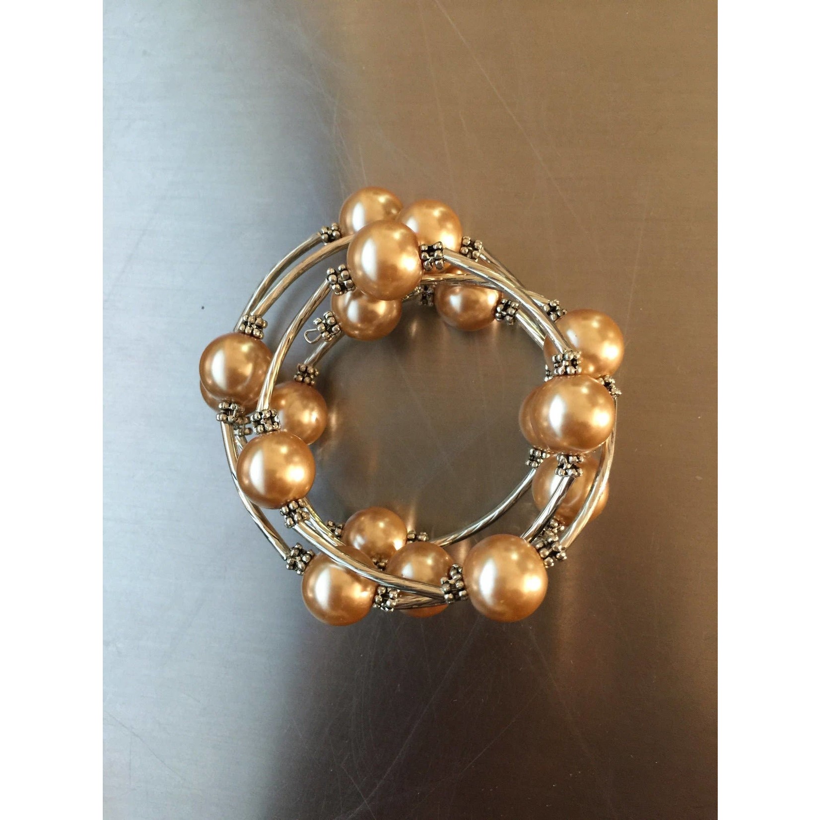 Sea Lily Champagne Shell Pearl Wrap Bracelet