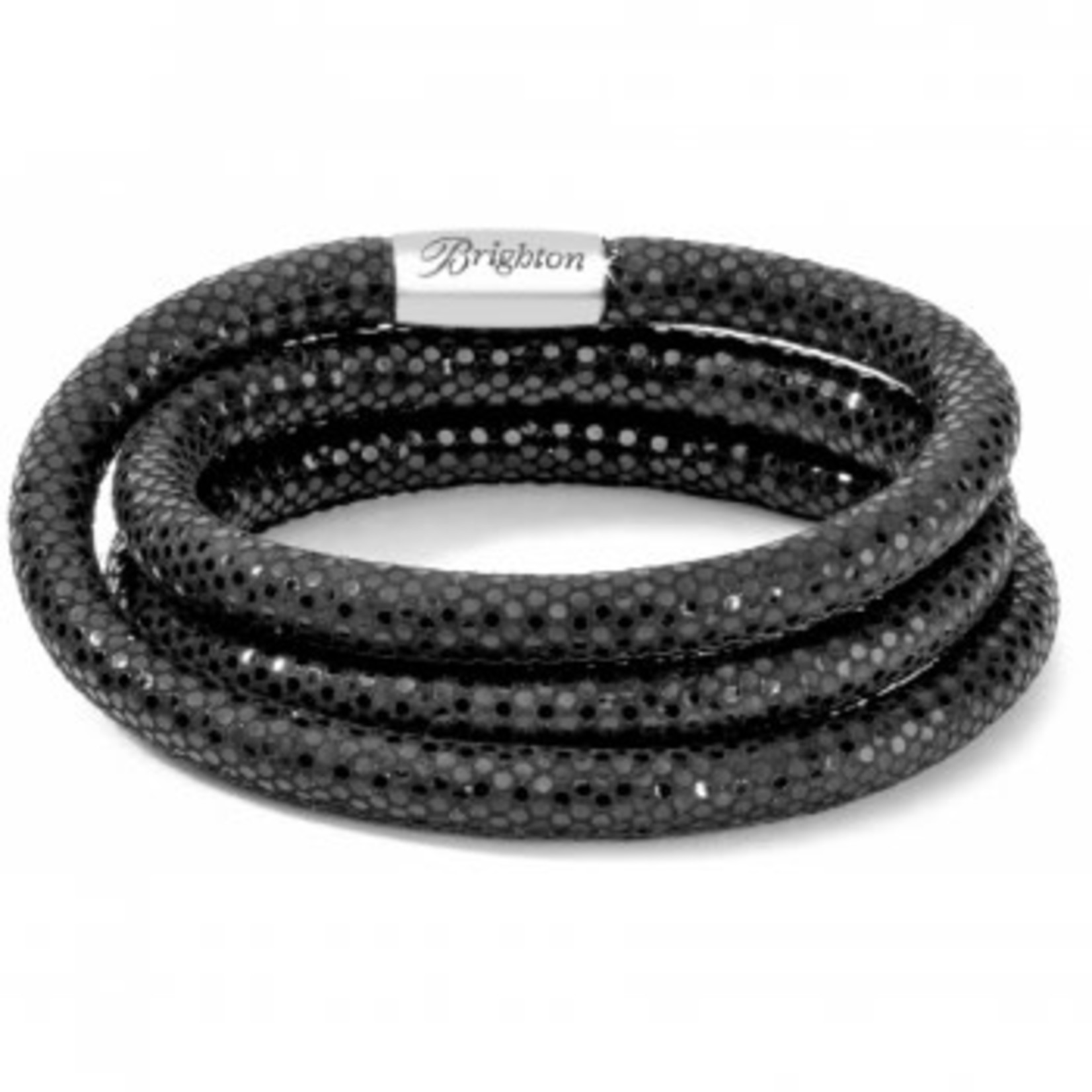Brighton Woodstock Triple Leather Bracelet Blk Shine