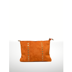 Celia Suede Leather Grommet Trim Handbag in Orange