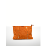 Italian’s Leather Celia Split Leather Grommet Trim Handbag in Orange