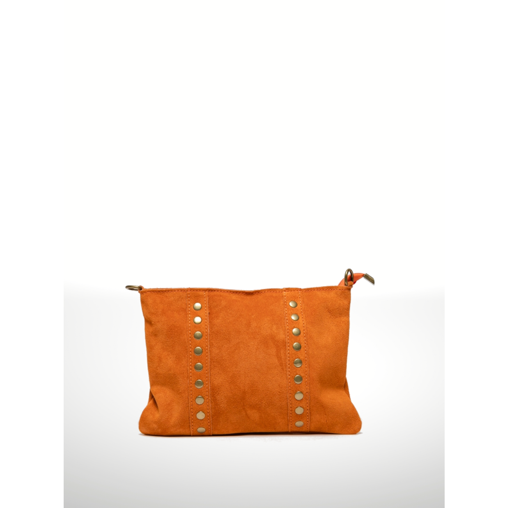 Celia Suede Leather Grommet Trim Handbag in Orange