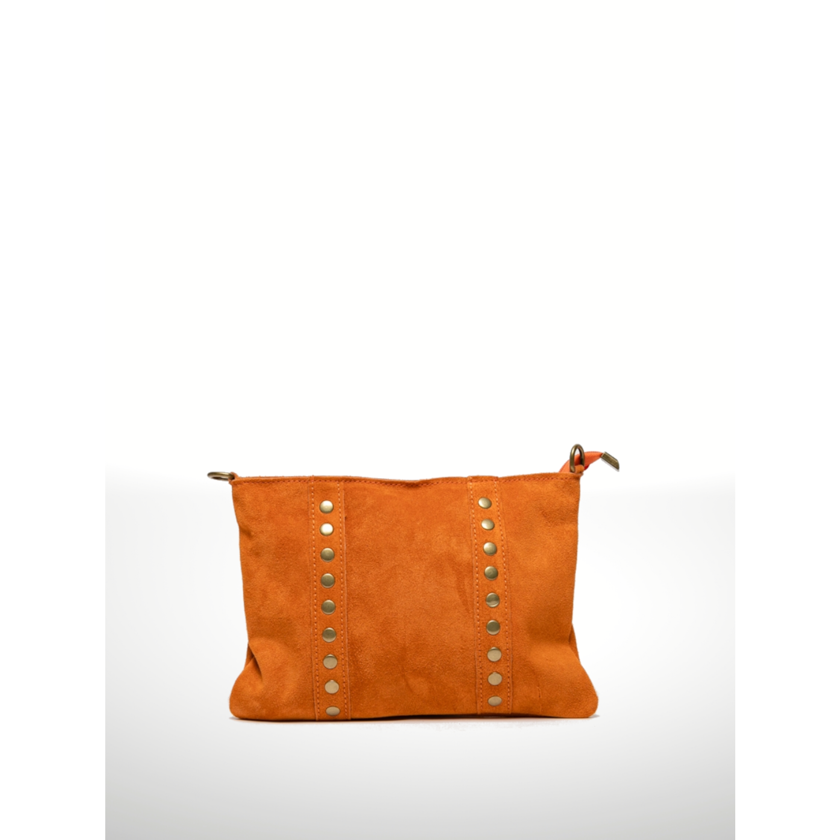 Italian’s Leather Celia Suede Leather Grommet Trim Handbag in Orange