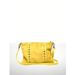 Italian’s Leather Celia Suede Leather Grommet Trim Handbag in Yellow