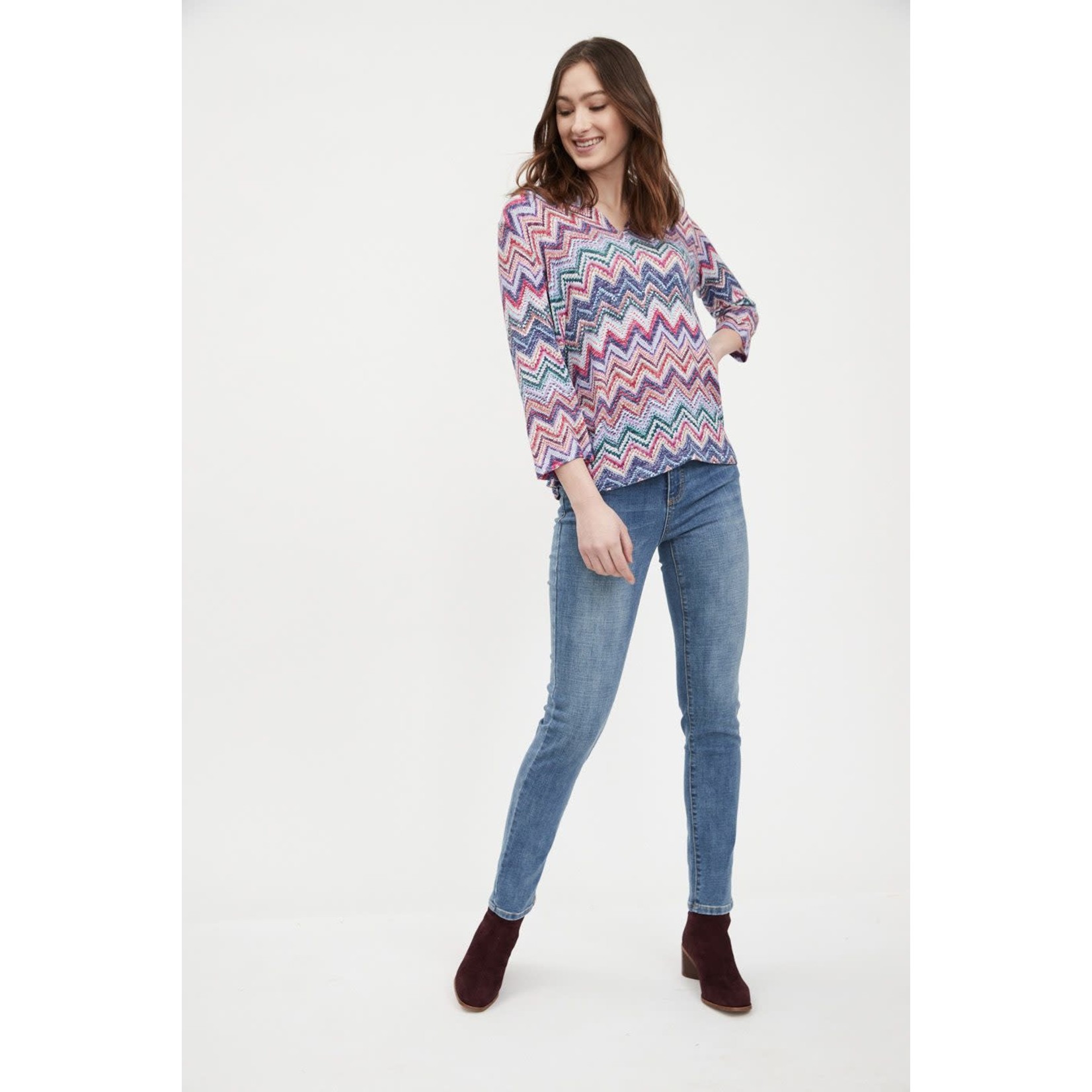 Chevron Print V-Neck Sweater - Molly's 