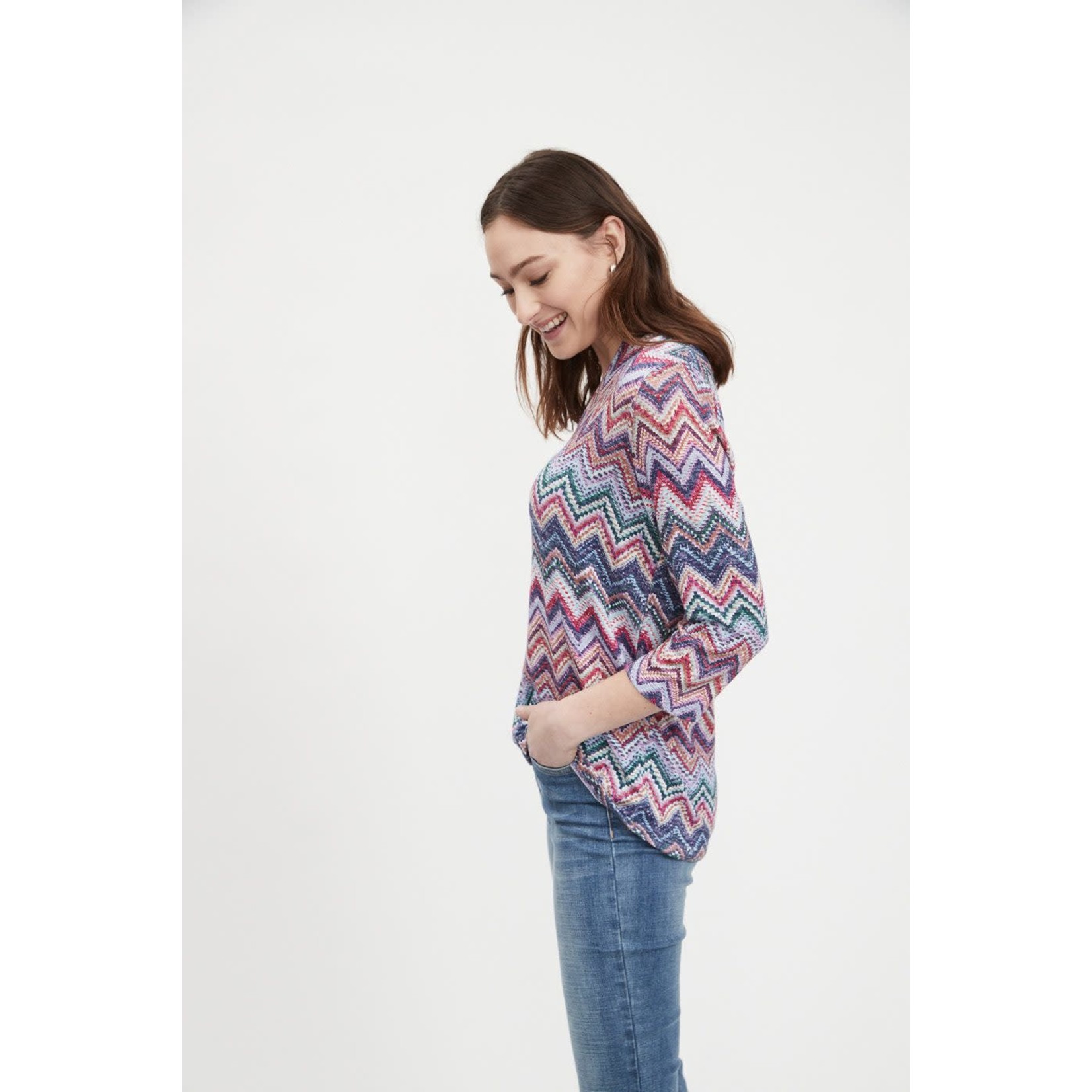 Chevron Print V-Neck Sweater - Molly's 