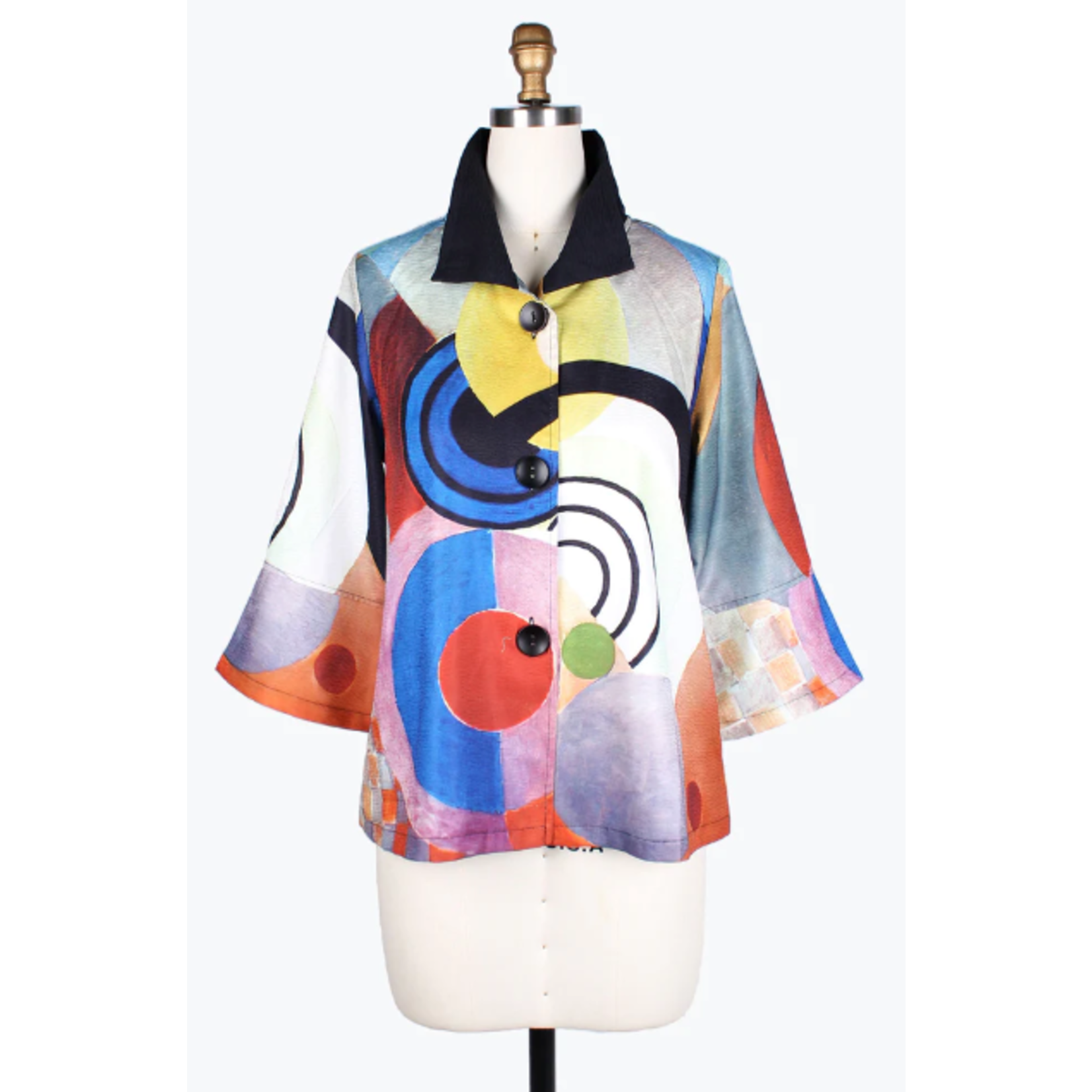 Damee Abstract Circles Painting Short Jacket in Multicolor