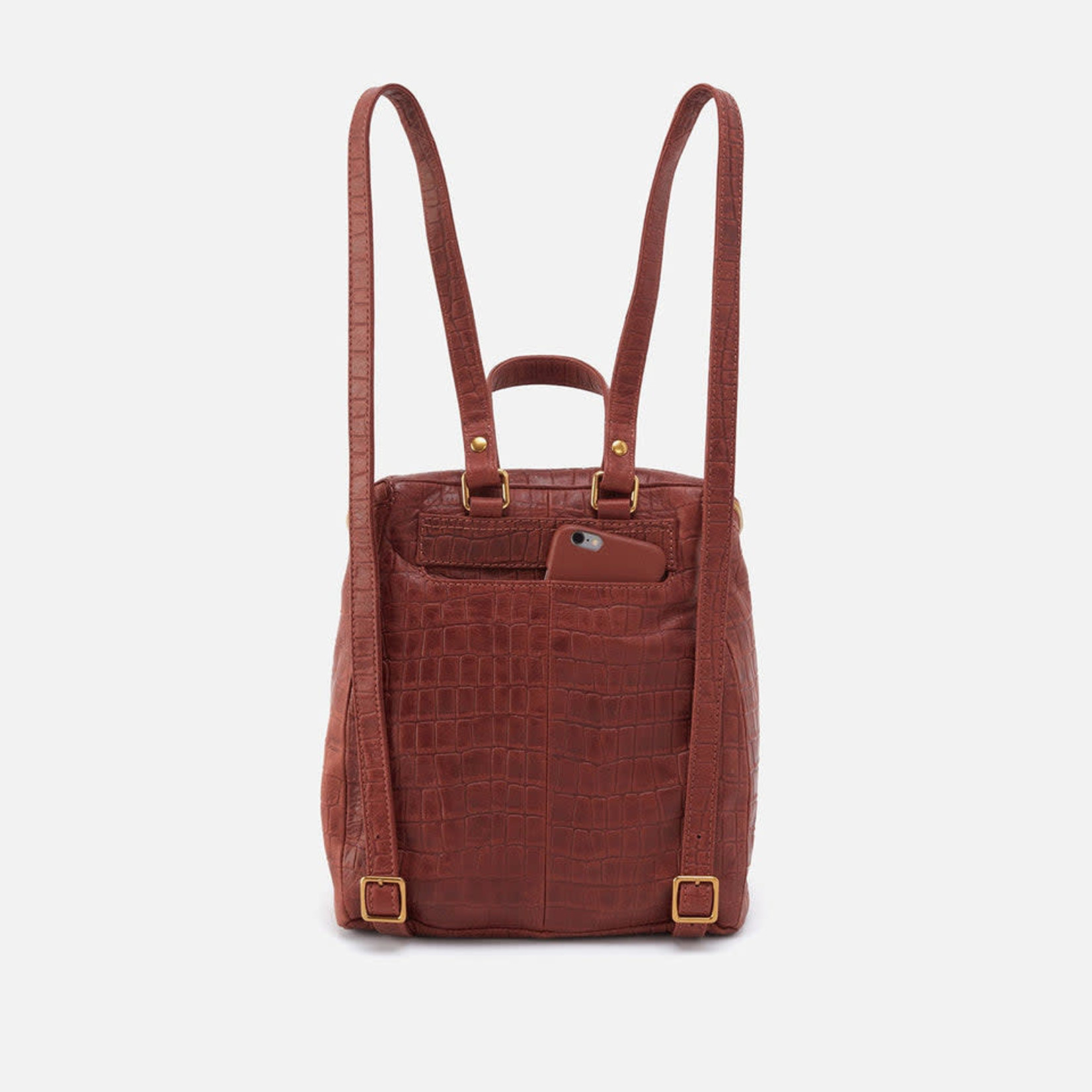 HOBO River Brandy Croc Leather Backpack