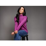 Elena Wang Modern Grid Sweater w/ Mock Neck in Magenta