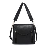 Jen & Co Lorelei Double Zip Whipstitch Trim Crossbody In Black