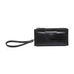 Jen & Co Kyla Croc RFID Wallet/Wristlet w/ Snap Closure, Zip Pkt - Black