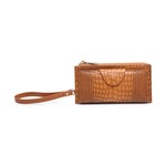 Jen & Co Kyla Croc RFID Wallet/Wristlet w/ Snap Closure, Zip Pkt - Brown