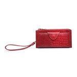 Jen & Co Kyla Croc RFID Wallet/Wristlet w/ Snap Closure, Zip Pkt - Burgundy