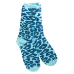 World's Softest Knit Pickin’ Fireside Crew Socks- Blue Leopard