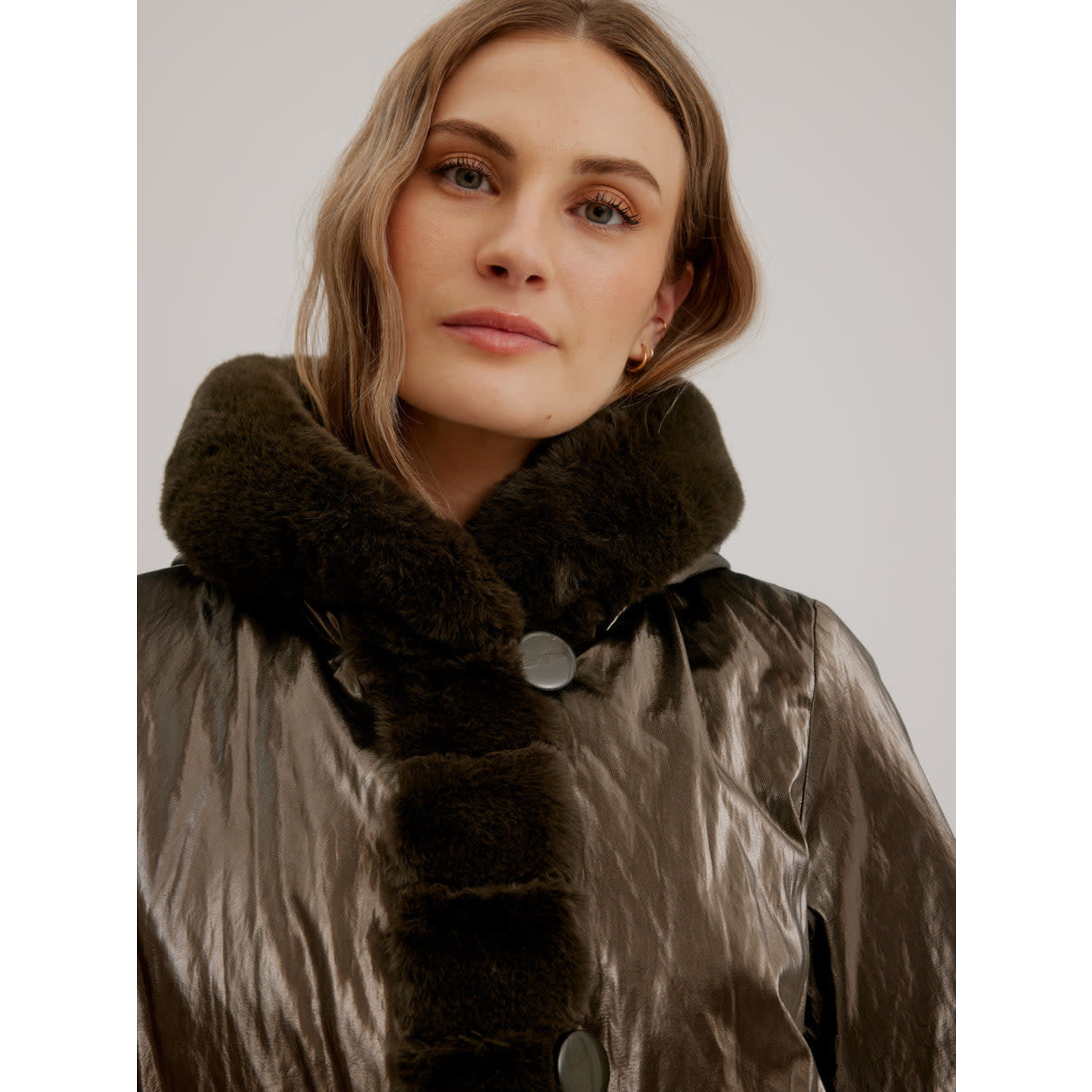 Reversible Faux Fur Jennifer Coat in Metallic Bronze - Molly's Meanderings