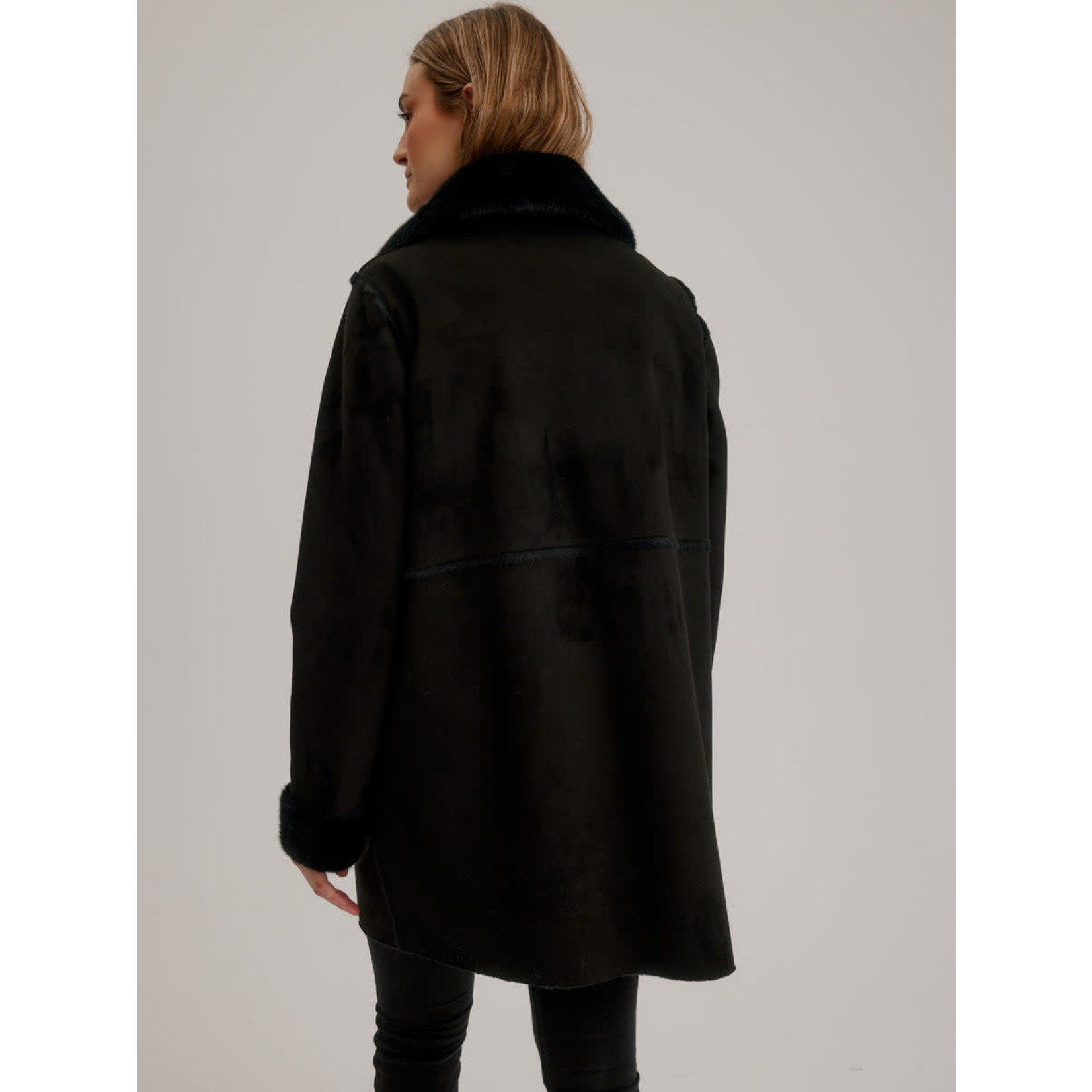 Nikki Jones Reversible Faux Shearling  Kendall Coat in Black