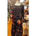 Shark-bite Dress in Lines Print