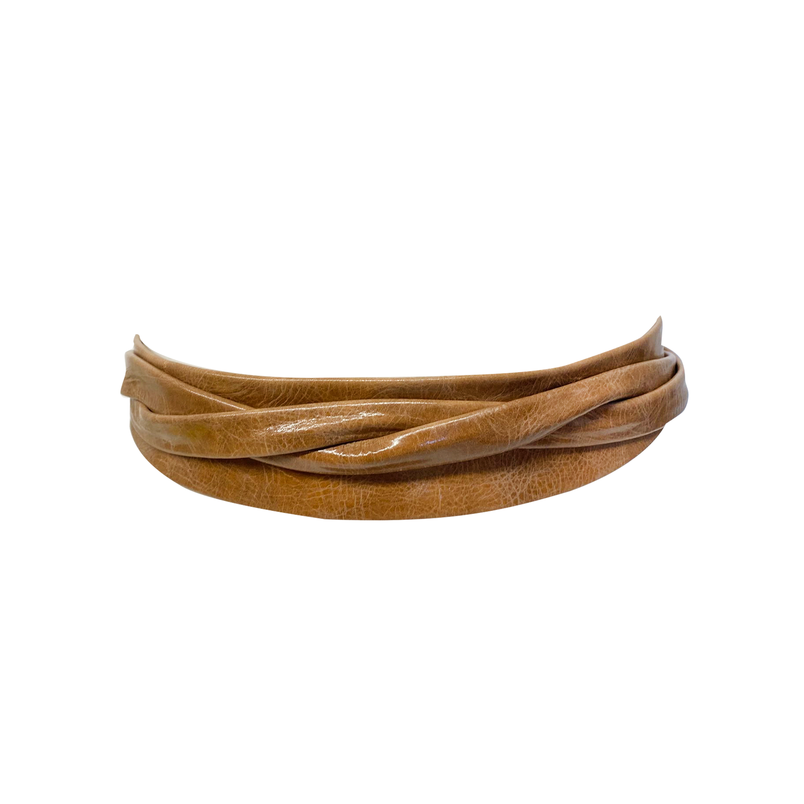 ADA Midi Leather Wrap Belt in Marble Cognac