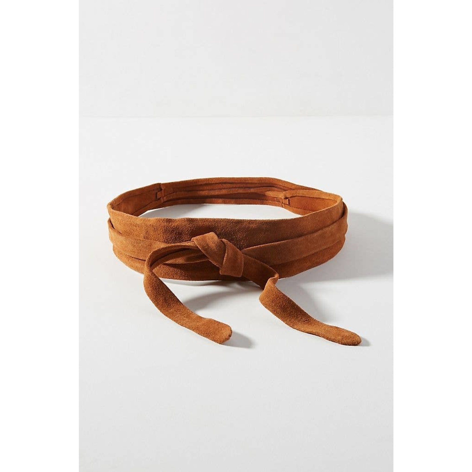 ADA Original Velour Suede Leather Wrap Belt in Cognac