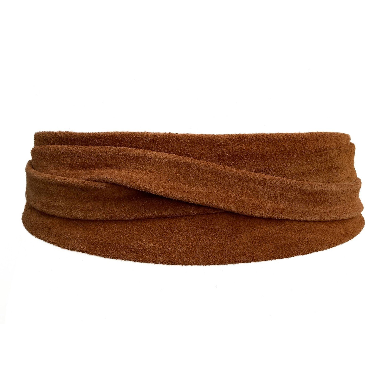 ADA Original Velour Suede Leather Wrap Belt in Cognac