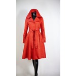 Samuel Dong Knit Alligator Jacquard A-Line Coat in Rusty RED