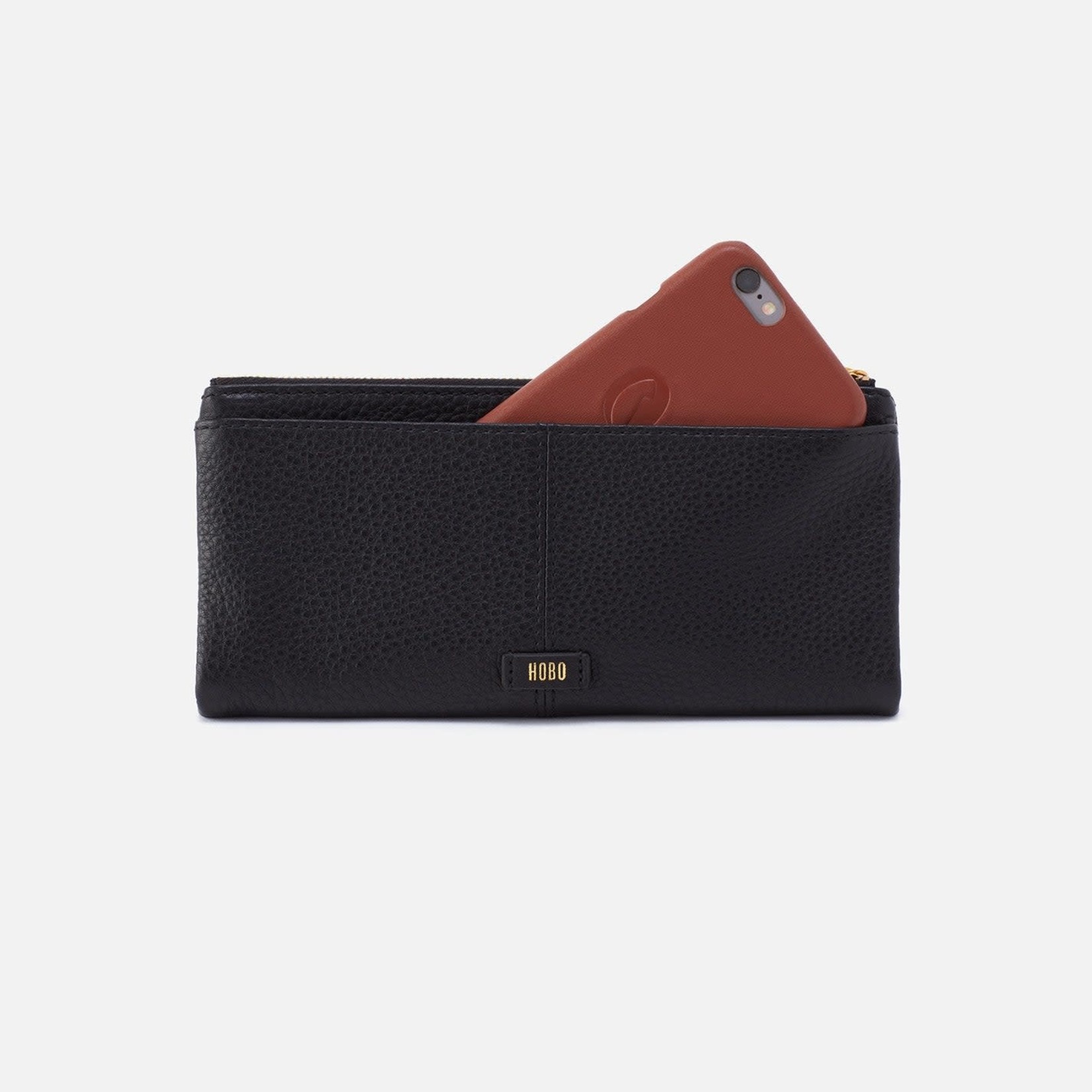 HOBO Keen Black Pebbled Leather Zip Top Wallet