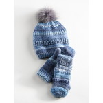 Space Dyed Roving Yarn Beanie W/Pom in Blue