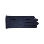 Jeanne Simmons Suedelike 3 Button Text Gloves in Navy