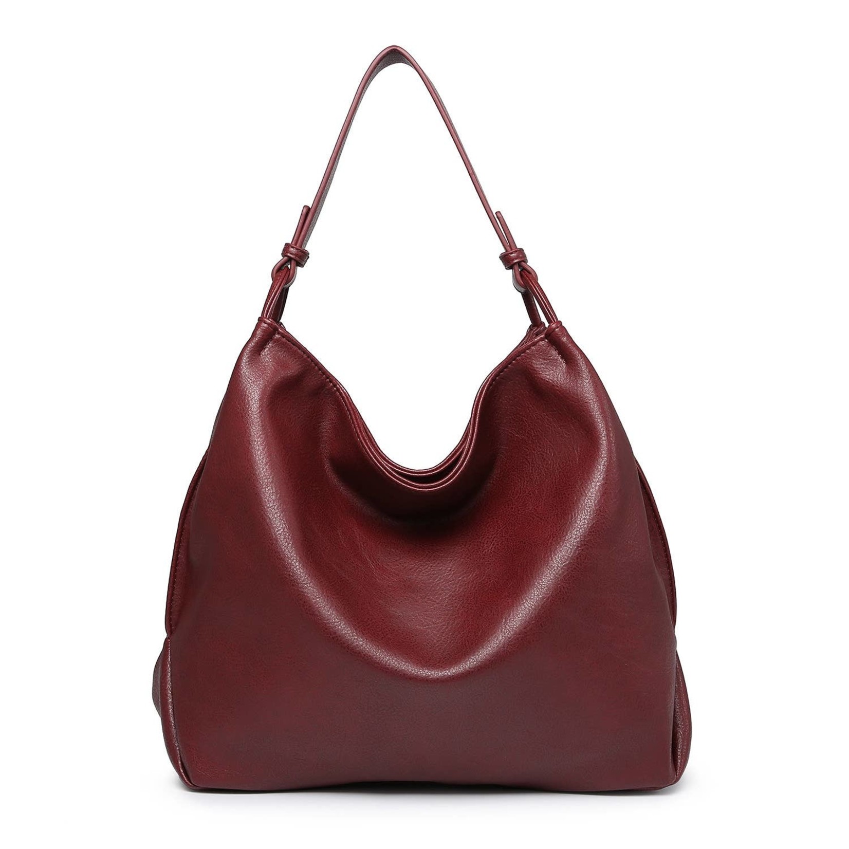 Jen & Co Gina Rustic Vegan Hobo in Burgundy