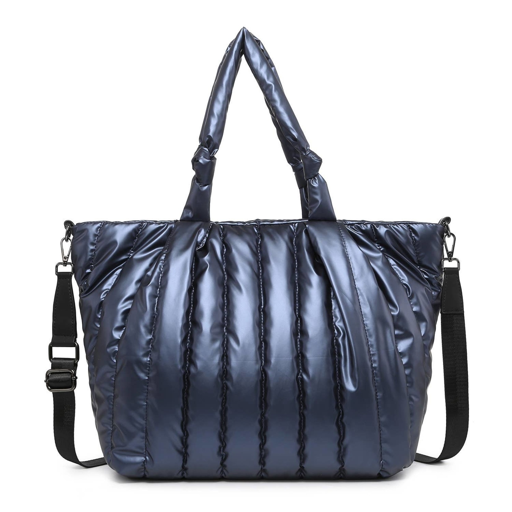 Jen & Co Sawyer Nylon Puffer Satchel in Dark Blue