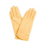 Faux Suede Ruched Texting Gloves in Mustard