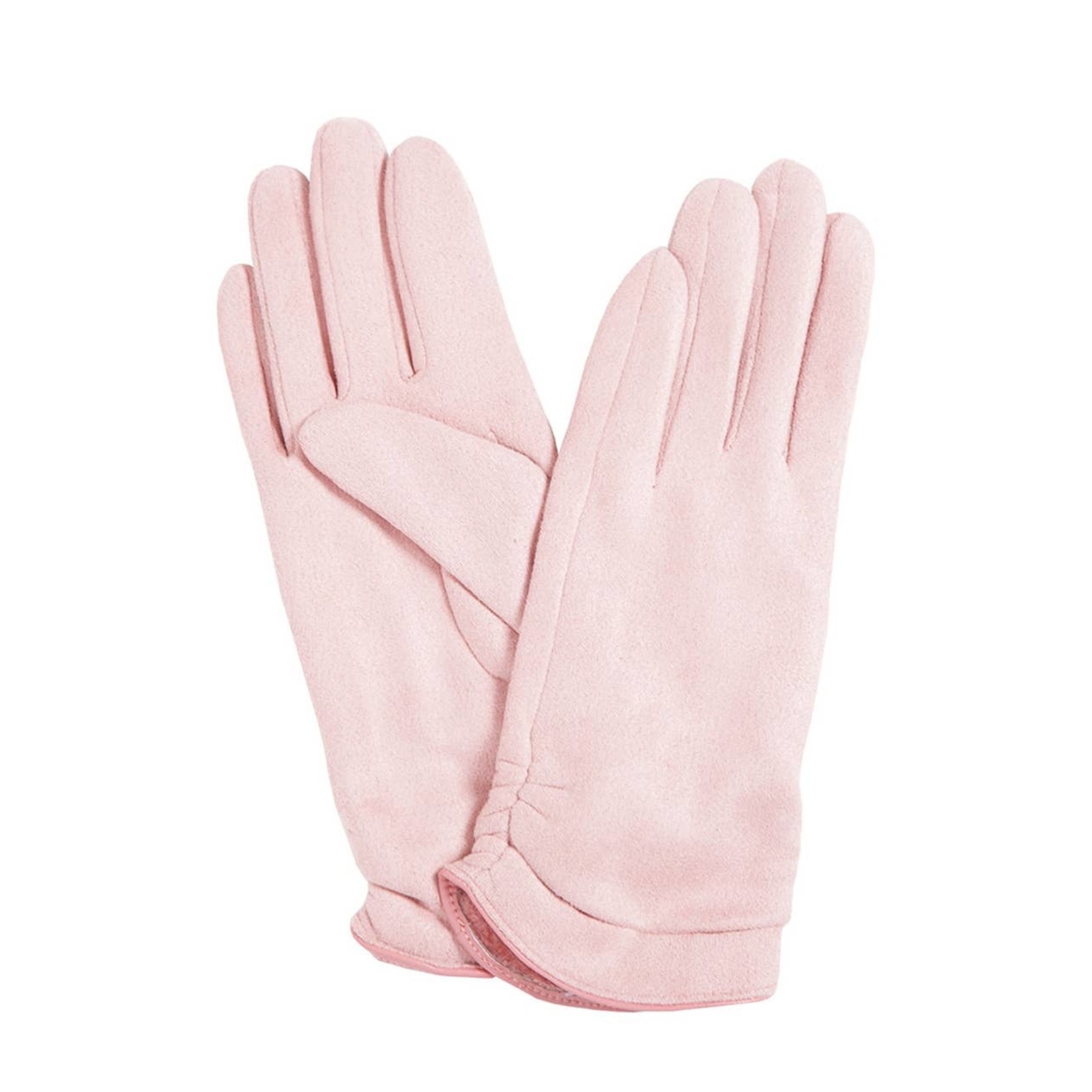 PestemalCity Faux Suede Ruched Texting Gloves in Pink