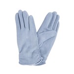 Faux Suede Ruched Texting Gloves in Light Blue