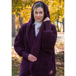 Nordic Beach Fuzzy Fleece Hooded Cardigan in Passion Plum