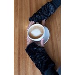 Pandemonium Faux Fur Short Fingerless Gloves in Black