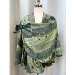 Cashmere Shawl w/ Pull Thru Shoulder Tab-Green Mix Paisley