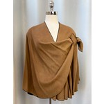 Cashmere Shawl w/ Pull Thru Shoulder Tab-Camel/Black Solid
