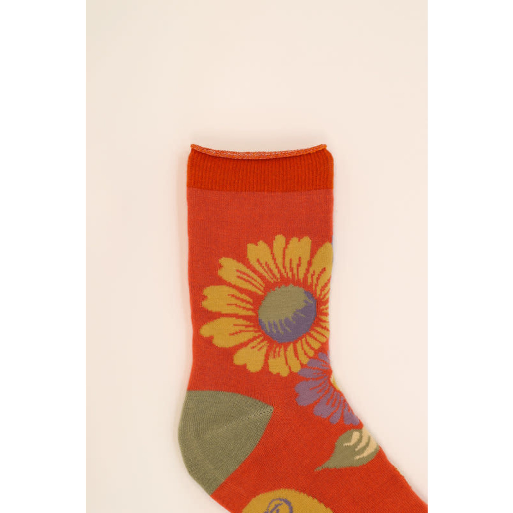 Powder Vintage Flora Ankle Socks in Tangerine