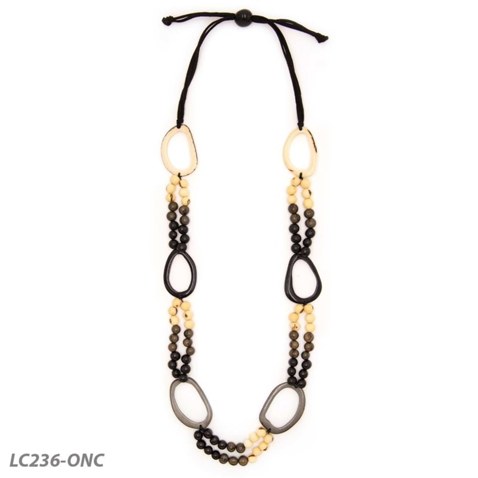 Organic Tagua Jewelry Aubrey Tagua Necklace in Onyx Combo