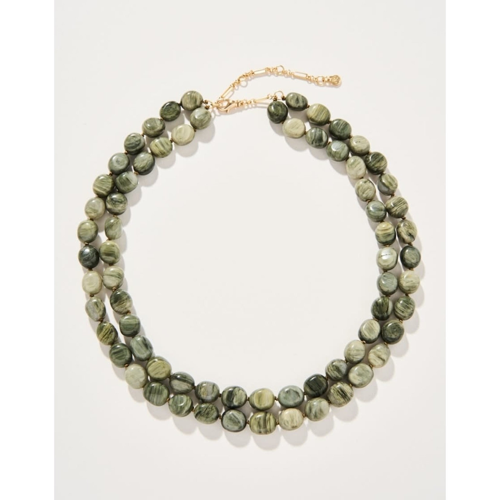 Spartina The Bluff Necklace 18” Silver Leaf Jasper