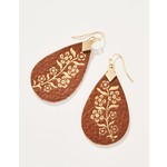 Spartina Petite Fleur Leather Earrings Brown