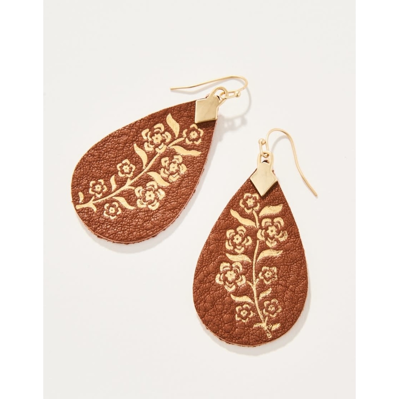Spartina Petite Fleur Leather Earrings Brown