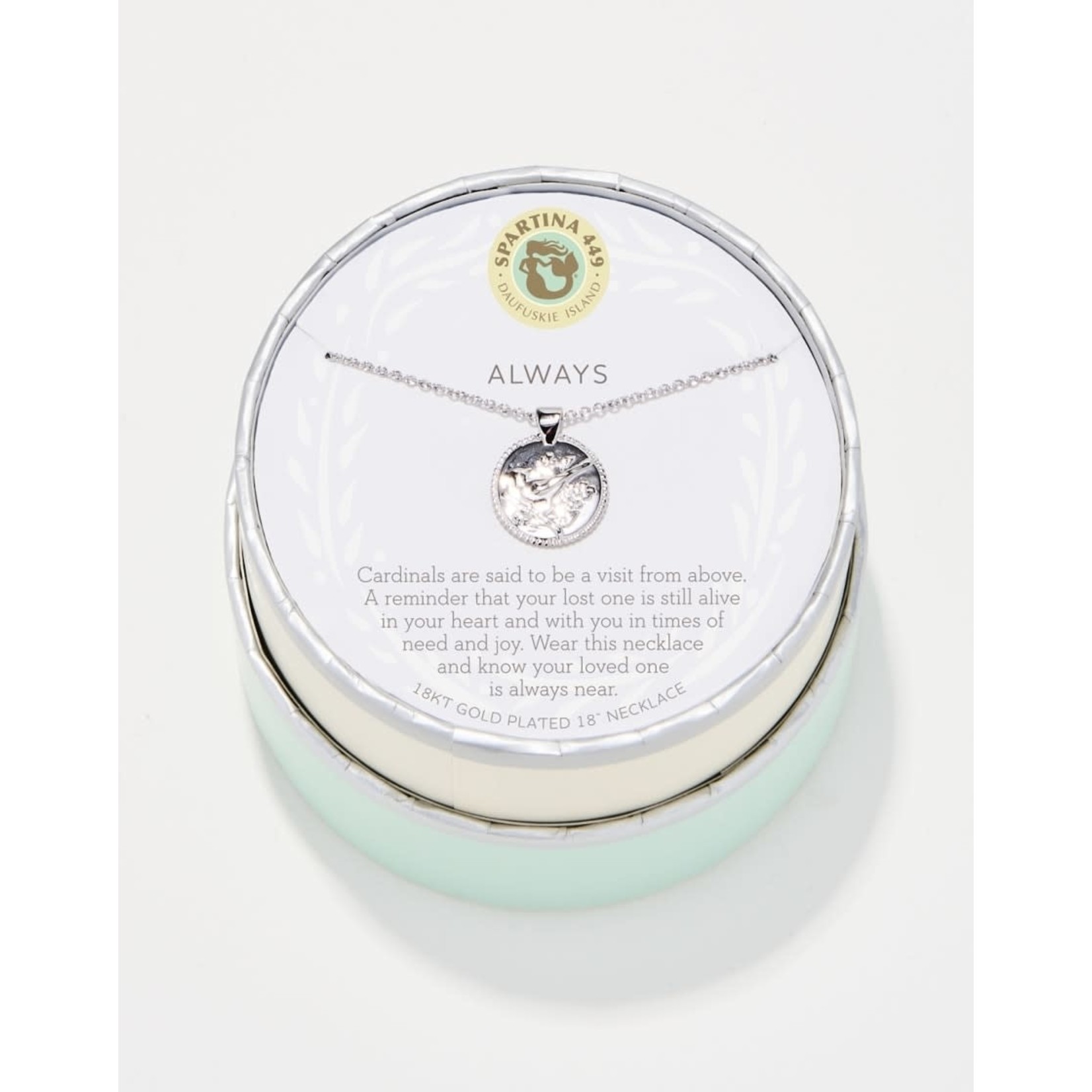 Spartina SLV Necklace 18” Always/Cardinal SIL