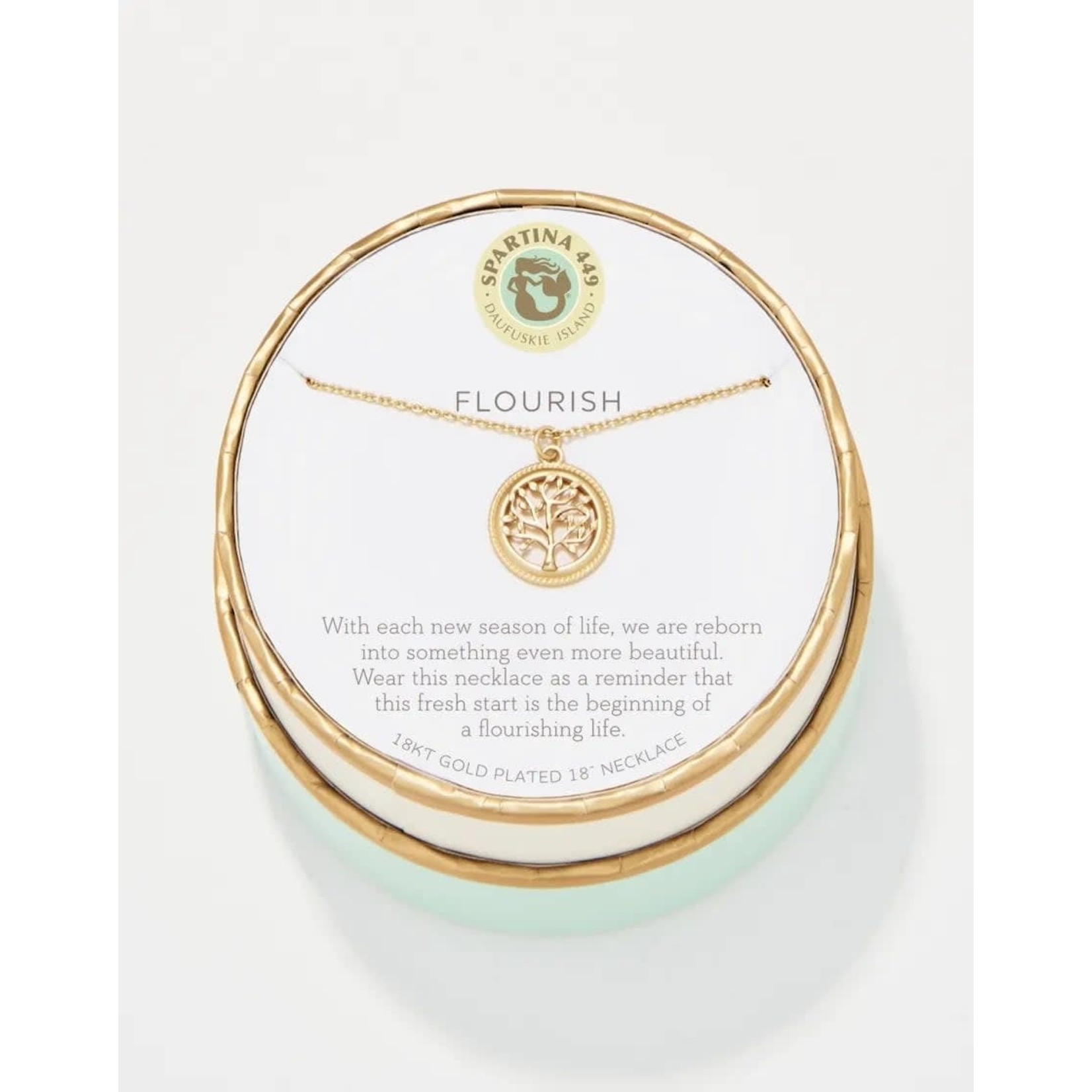 Spartina SLV Necklace 18” Flourish/Tree of Life Gold