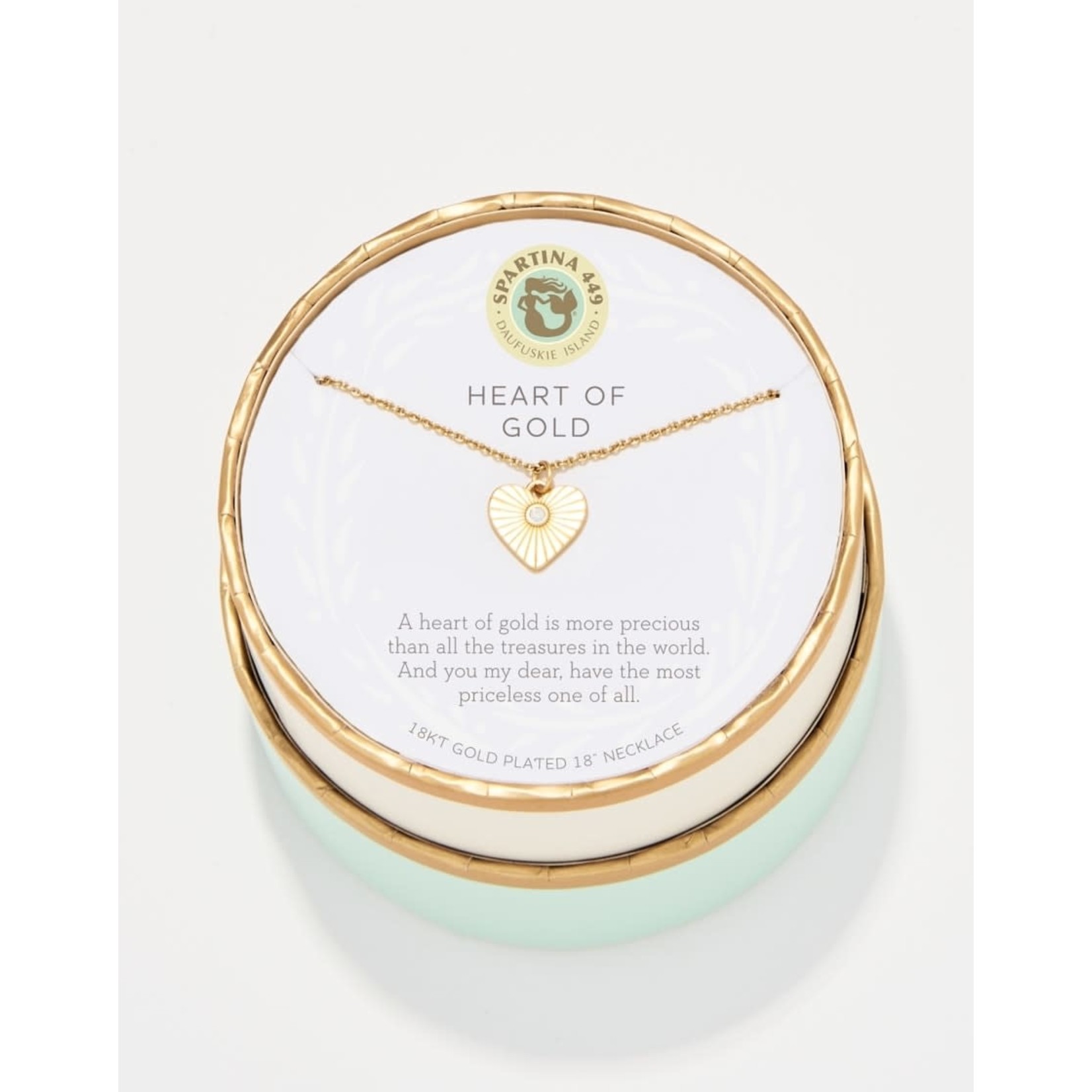 Spartina SLV Necklace 18” Heart of Gold/Heart