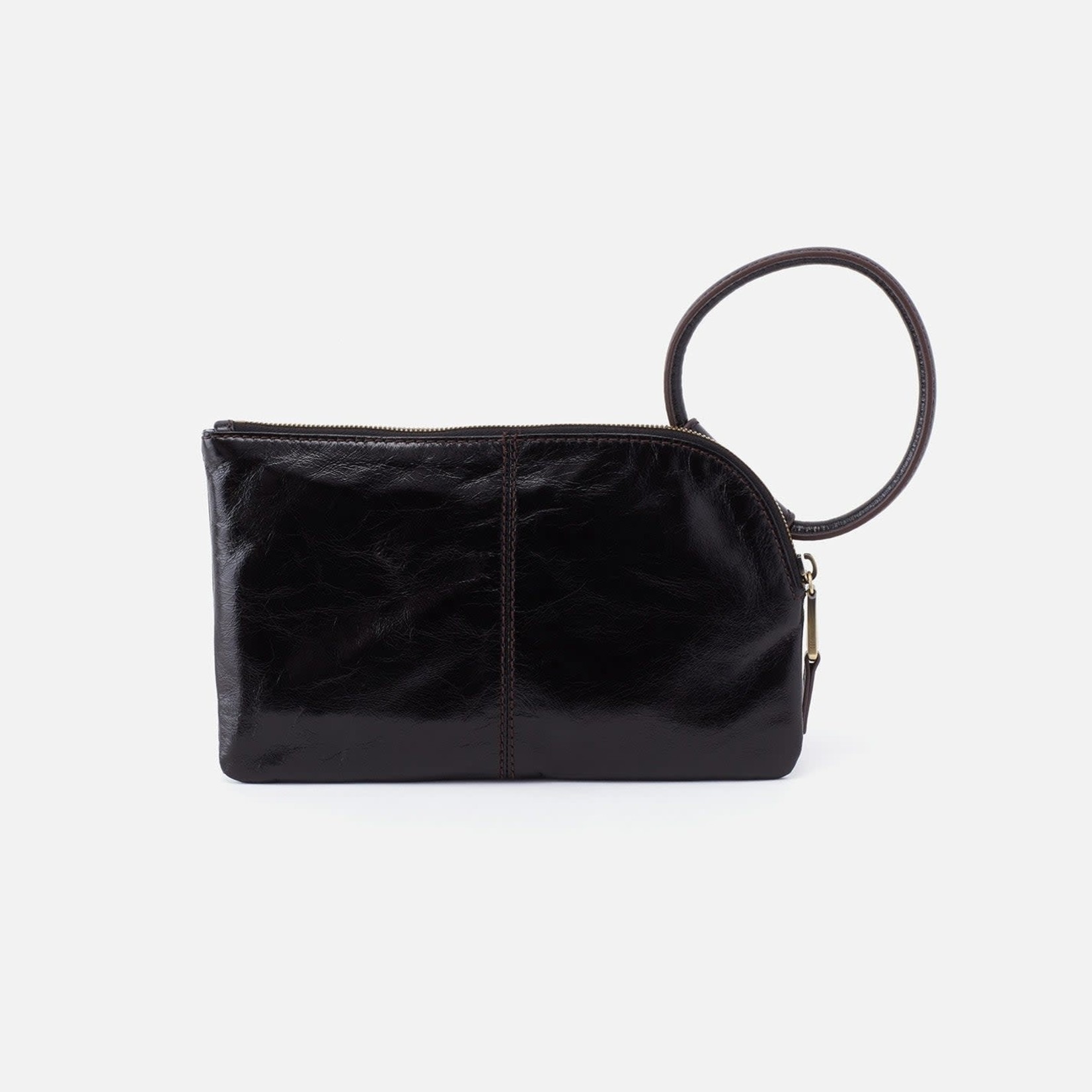 HOBO Sable Polished Leather Wristlet in Black